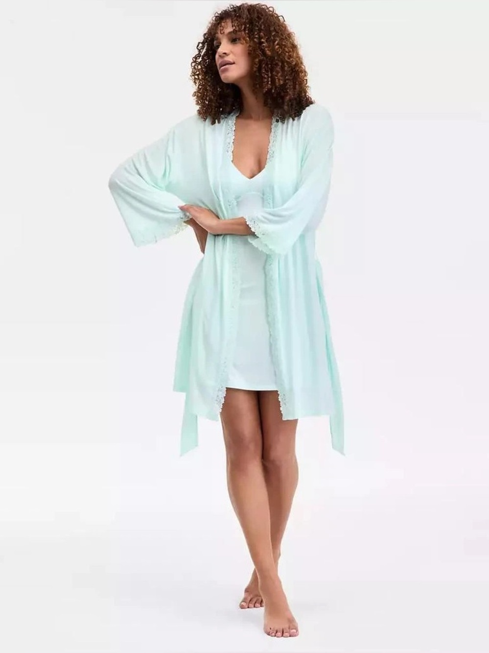 INC International Concepts Lace Trim Knit Wrap Robe, Size XL - NWT